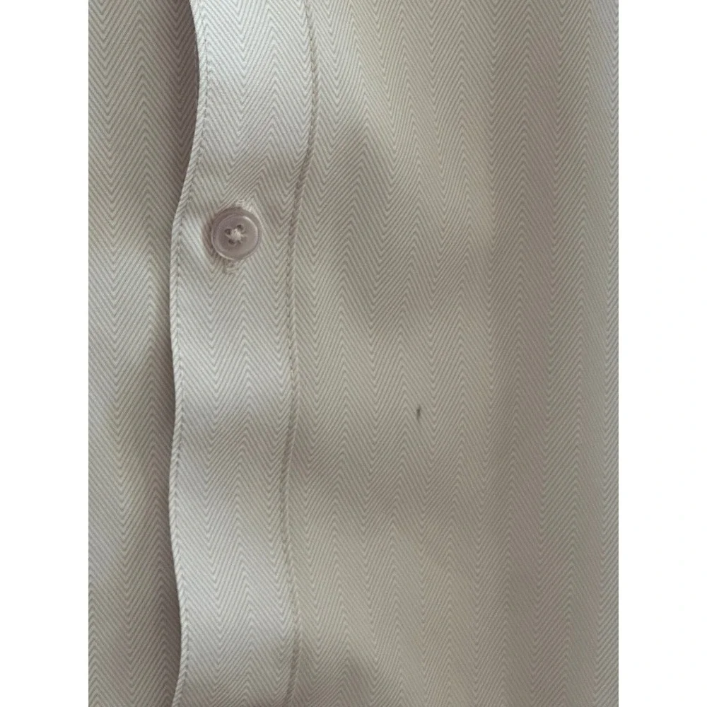 Tom Baine Performance Dress‎ Shirt XL 17-17.5 Slim Fit Tan Herringbone Stretch